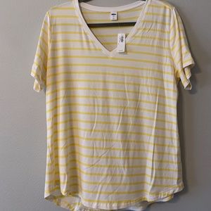 Striped V Neck T Shirt